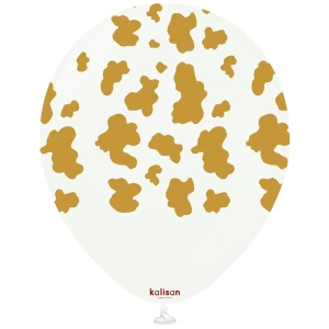 Baloane latex 30cm Safari Cow - White Print Colour - Gold - Img 2
