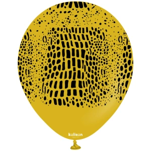 Baloane latex 30cm Safari Crocodile - Mustard Print - Black - Img 2