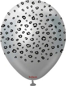 Baloane latex 30cm Safari Leopard - Mirror Silver Print Colour - Black - Img 2