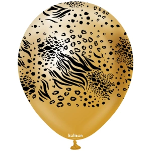 Baloane latex 30cm Safari Mutant - Mirror Gold Print - Black - Img 2
