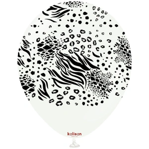 Baloane latex 30cm Safari Mutant - White Print - Black - Img 2