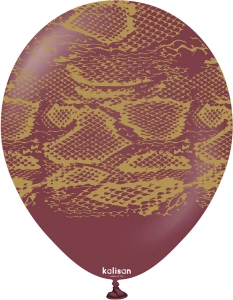 Baloane latex 30cm Safari Snake N - Burgundy Print Colour - Gold - Img 2