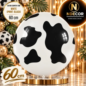 Balon Latex jumbo 60cm Safari Country Cow - White (Print: Black)