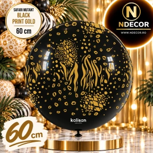 Balon latex jumbo 60cm Safari Mutant - Black Print - Gold
