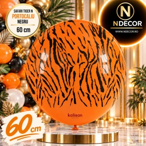 Balon latex jumbo 60cm Safari Tiger N - Portocaliu- Negru