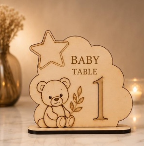 Numere de masă Baby Bear – Placaj Natur | 15 cm / 20 cm