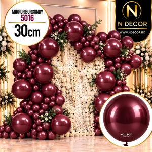 Baloane latex 30cm Mirror Burgundy Kalisan 5016 - Img 2