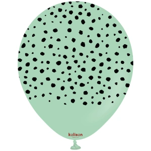 Baloane latex 30cm Safari Cheetah - Macaron Green Print - Black - Img 2