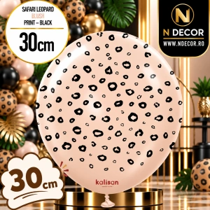 Baloane latex 30cm Safari Leopard - Blush Print - Black