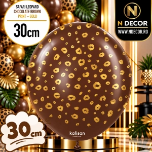 Baloane latex 30cm Safari Leopard - Chocolate Brown Print Colour - Gold