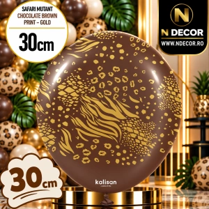 Baloane latex 30cm Safari Mutant - Chocolate Brown Print - Gold