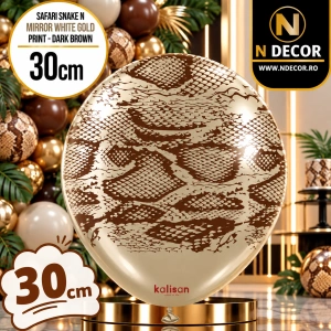 Baloane latex 30cm Safari Snake N - Mirror White Gold Print Colour - Dark Brown
