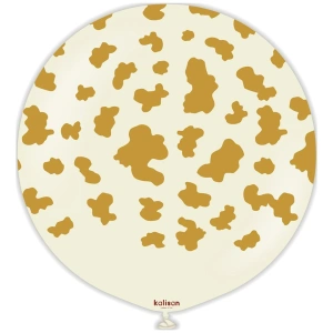 Balon latex jumbo 60cm Safari Cow - White Sand Print Colour - Gold - Img 2