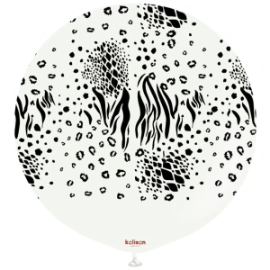 Balon latex jumbo 60cm Safari Mutant - White Print - Black - Img 2