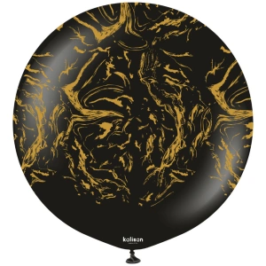 Balon latex jumbo 60cm Space Nebula - Black Print - Gold - Img 2
