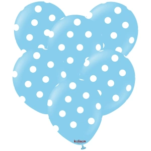 SET 25 Baloane latex 30cm Light Blue cu buline albe - Img 2