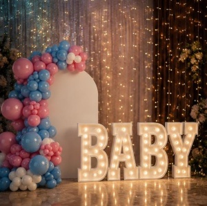 Set Litere BABY cu LED – 100 cm | Litere Volumetrice pentru Botez & Baby Shower