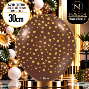 Baloane latex 30cm Safari Cheetah - Chocolate Brown Print Colour - Gold