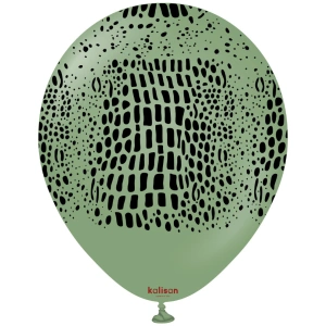 Baloane latex 30cm Safari Crocodile - Eucalyptus Print - Black - Img 2