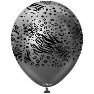 Baloane latex 30cm Safari Mutant - Mirror Space Grey Print - Black - Img 2