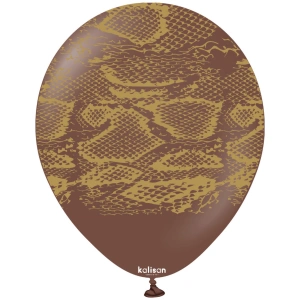 Baloane latex 30cm Safari Snake N - Chocolate Brown Print - Gold - Img 2