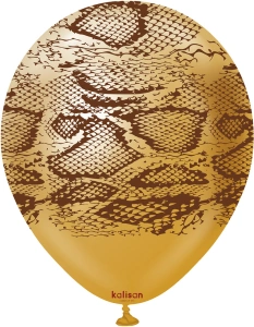 Baloane latex 30cm Safari Snake N - Mirror Gold Print Colour - Dark Brown - Img 2