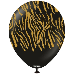 Baloane latex 30cm Safari Tiger N - Black Print - Gold - Img 2