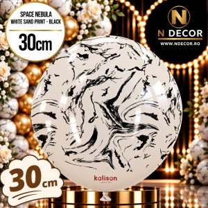 Baloane latex 30cm Space Nebula - White Sand Print - Black