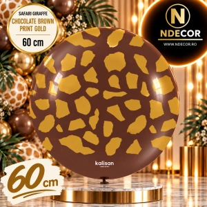 Balon latex jumbo 60cm Safari Giraffe - Chocolate BrownPrint Colour - Gold
