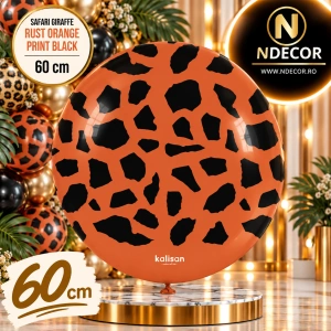 Balon latex jumbo 60cm Safari Giraffe - Rust Orange Print - Black