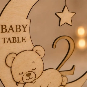 Numere de masă Baby Moon – Placaj Natur | 15 cm / 20 cm - Img 2
