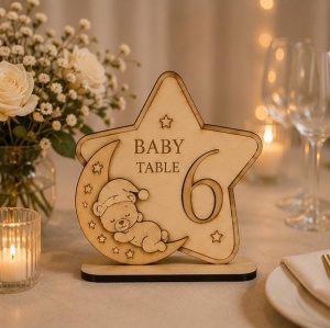 Numere de masă Baby Moon Star – Placaj Natur | 15 cm / 20 cm