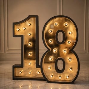 Set Volumetric Majorat „18” cu BecurI LED – Spumă Densă – Black & Gold (Mirror)