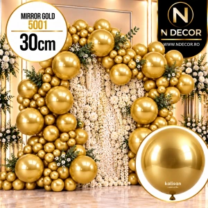Baloane latex 30cm Mirror Gold Kalisan 5001 - Img 2
