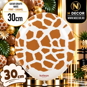 Baloane latex 30cm Safari Giraffe - White Print - Caramel