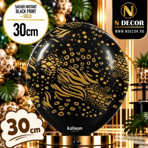 Baloane latex 30cm Safari Mutant - Black Print Colour - Gold