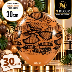 Baloane latex 30cm Safari Snake N - Caramel Brown Print - Black