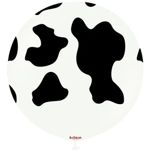 Balon Latex jumbo 60cm Safari Country Cow - White (Print: Black) - Img 2