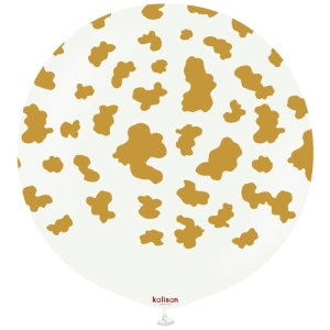 Balon latex jumbo 60cm Safari Cow - White Print - Gold - Img 2