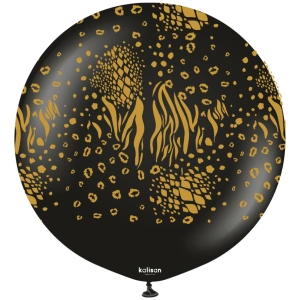 Balon latex jumbo 60cm Safari Mutant - Black Print - Gold - Img 2