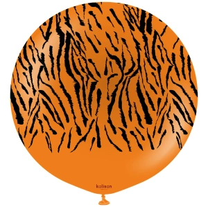 Balon latex jumbo 60cm Safari Tiger N - Portocaliu- Negru - Img 2