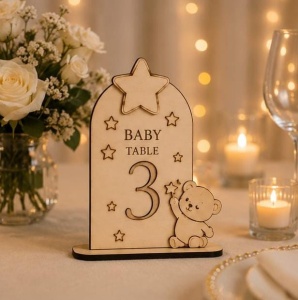 Numere de masă Baby Star – Placaj Natur | 15 cm / 20 cm
