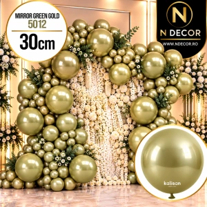 Baloane latex 30cm Mirror Green Gold Kalisan 5012 - Img 2