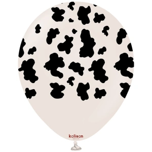 Baloane latex 30cm Safari Cow - White Sand Print - Black - Img 2