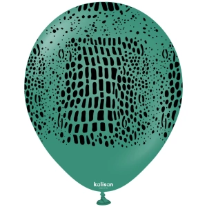 Baloane latex 30cm Safari Crocodile - Sage Print - Black - Img 2