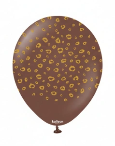 Baloane latex 30cm Safari Leopard - Chocolate Brown Print Colour - Gold - Img 2