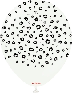 Baloane latex 30cm Safari Leopard - White Print - Black - Img 2