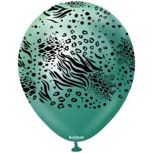 Baloane latex 30cm Safari Mutant - Mirror Green Print - Black - Img 2