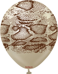 Baloane latex 30cm Safari Snake N - Mirror White Gold Print Colour - Dark Brown - Img 2