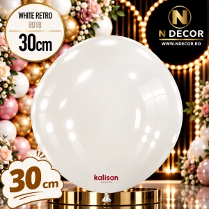 Baloane latex 30cm White Retro Kalisan 8018